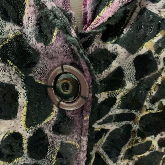 Alberto Makali VTG Animal Print Mesh Lined Shirt Jacket Purple Black Snaps XL - Picture 9 of 9